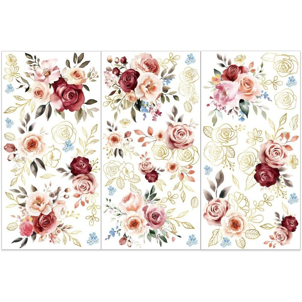 3pcs/Set Watercolor Roses Rub  - đánh giá và giá Embellishment Crafts